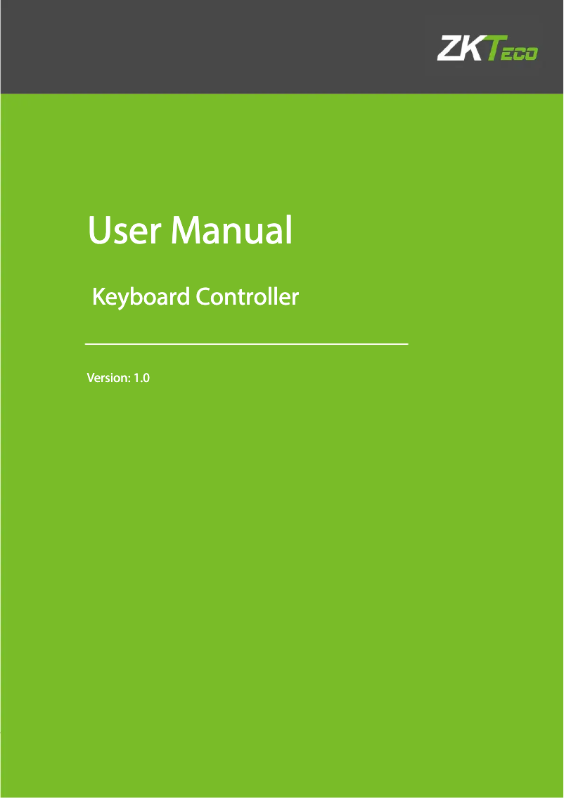 Page 1 de la notice Manuel utilisateur ZKTeco KB100