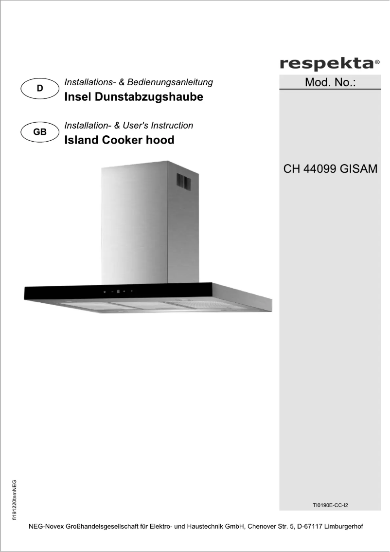 Page 1 de la notice Manuel utilisateur Respekta Cara CH44099GISAM