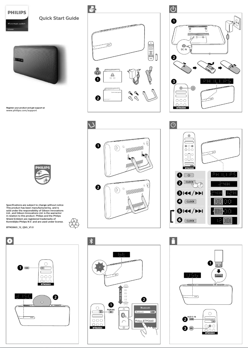 Page 1 de la notice Guide de démarrage rapide Philips BTM2660