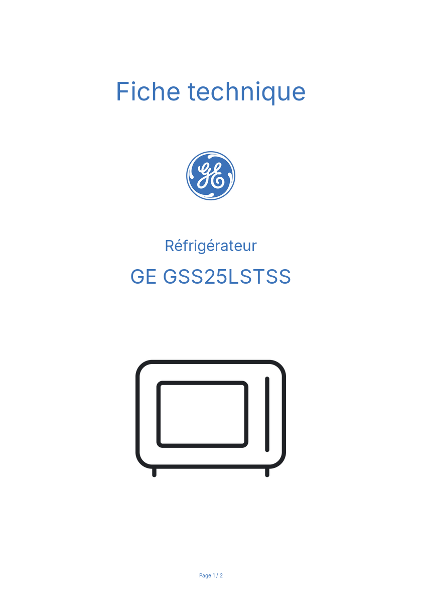 Page n°1 - Fiche technique GE GSS25LSTSS
