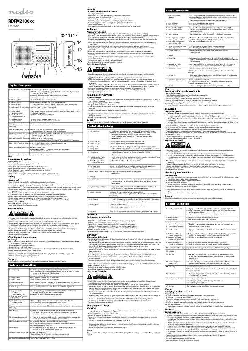 Page 1 de la notice Manuel utilisateur Nedis RDFM2100WT