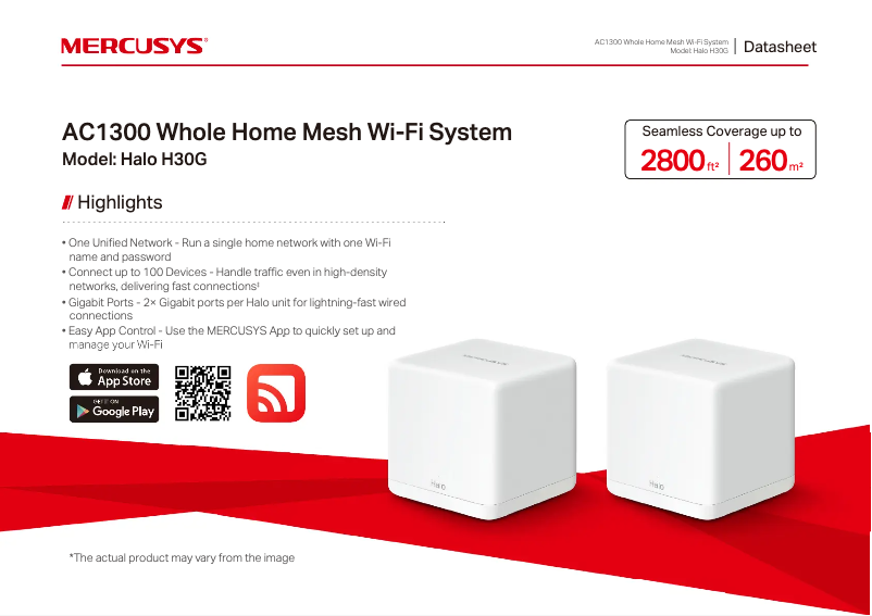 Page 1 de la notice Fiche technique Mercusys Halo H30G