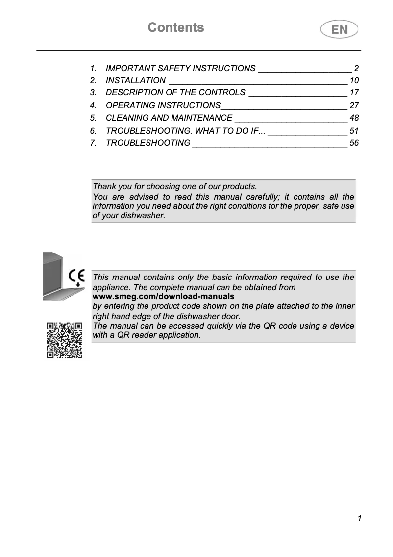 Page n°1 - Manuel utilisateur Smeg STU2FABBL2
