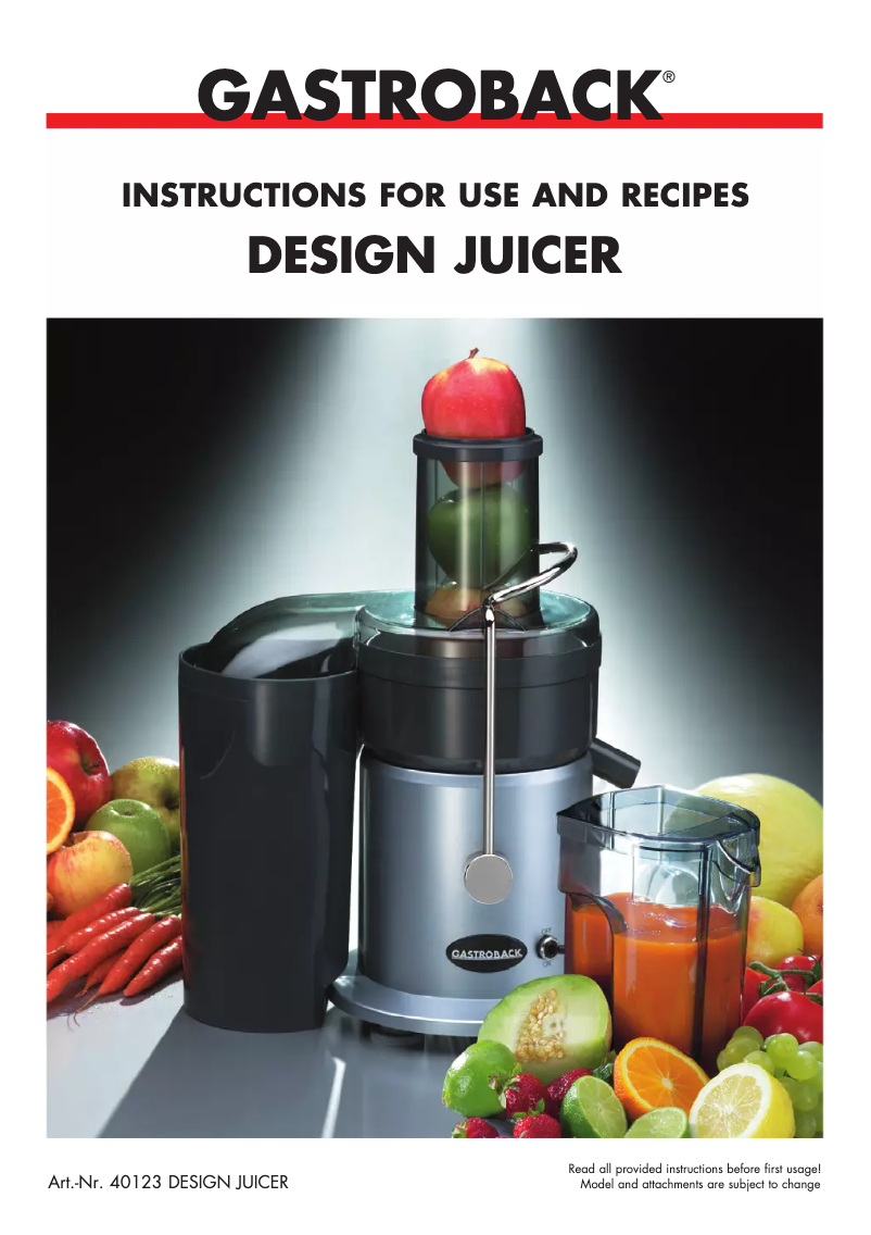 Image de la première page du manuel de l'appareil Design Juicer