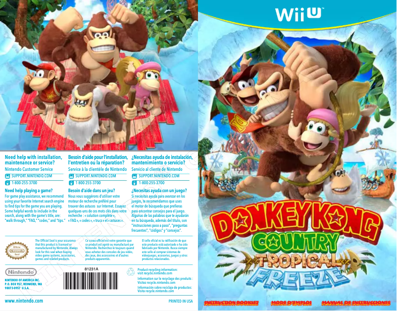 Page 1 de la notice Manuel utilisateur Nintendo Donkey Kong Country - Tropical Freeze (Wii U)