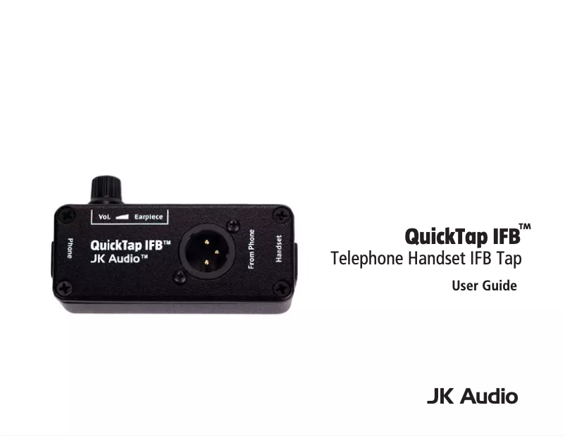 Page n°1 - Manuel utilisateur JK Audio QuickTap IFB