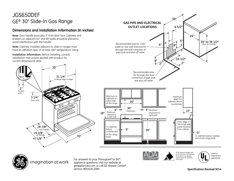 Page n°1 - Fiche technique GE JGS650DEFWW