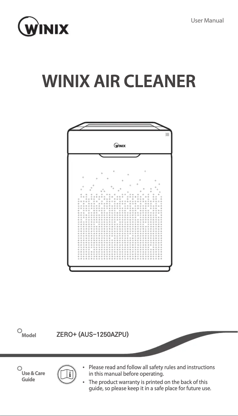 Page 1 de la notice Manuel utilisateur Winix AUS-1250A850
