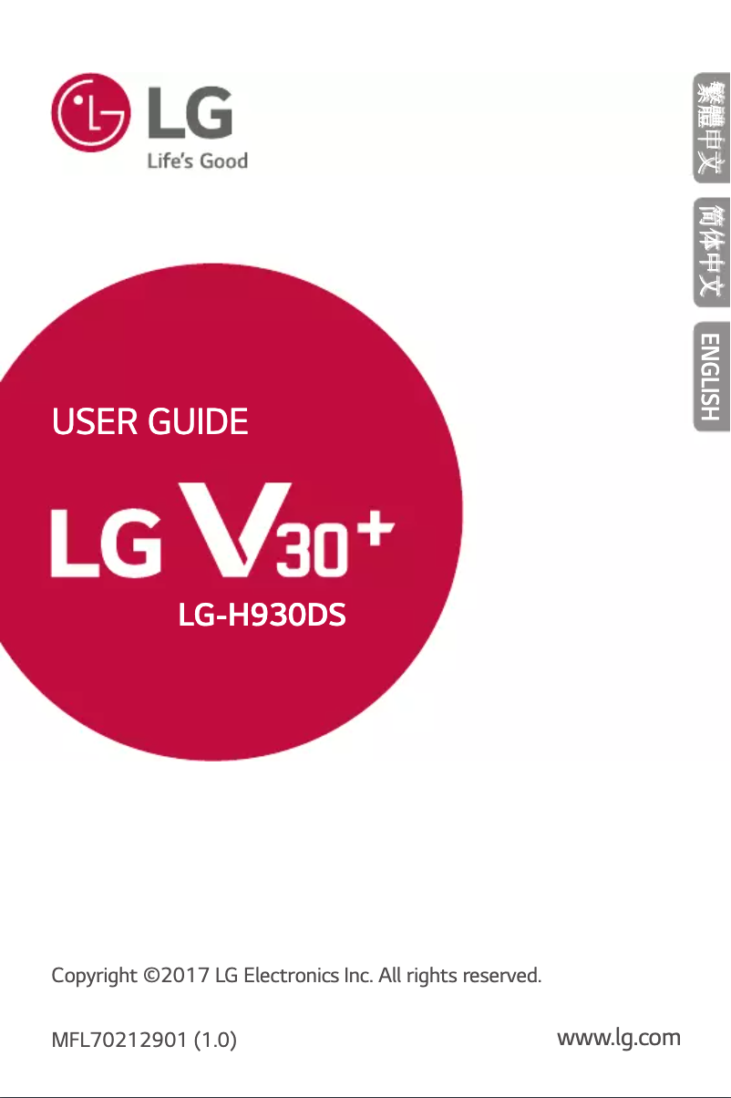 Page 1 de la notice Manuel utilisateur LG V30S+ ThinQ