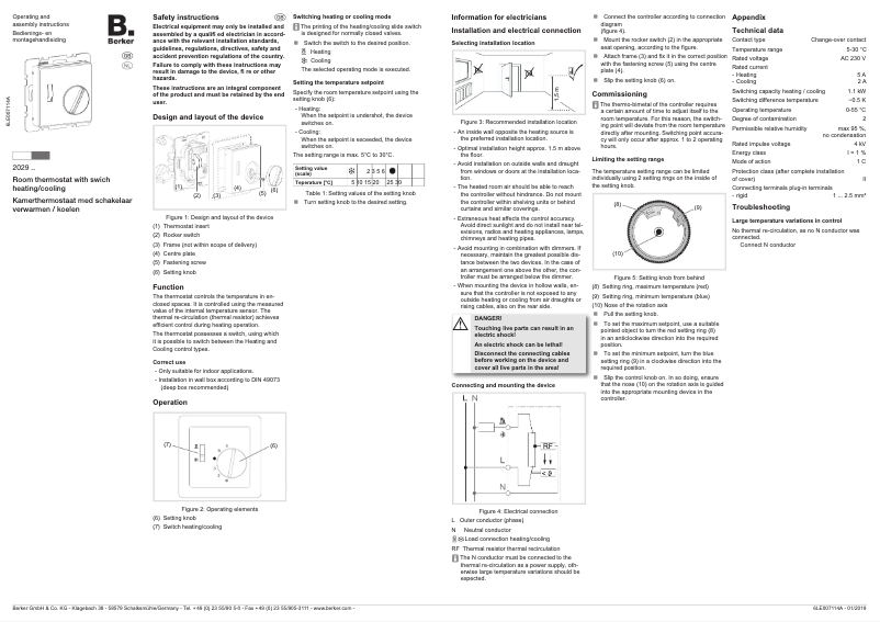 Page 1 de la notice Manuel utilisateur Berker 20296086