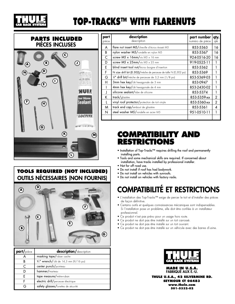 Page 1 de la notice Manuel utilisateur Thule Top Tracks 42"
