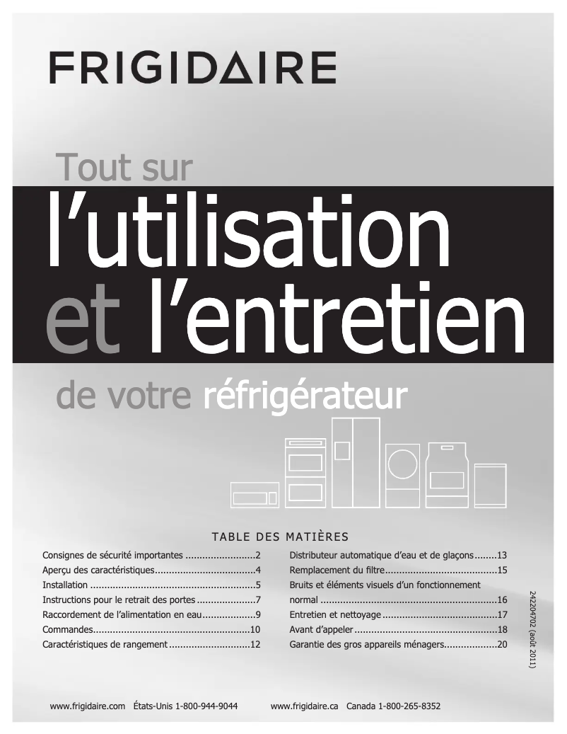 Page n°1 - Manuel utilisateur Frigidaire FGHS2332LP