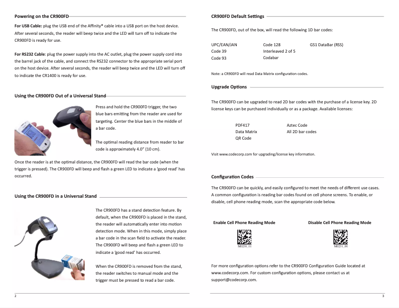 Page n°1 - Manuel utilisateur Code CR900FD