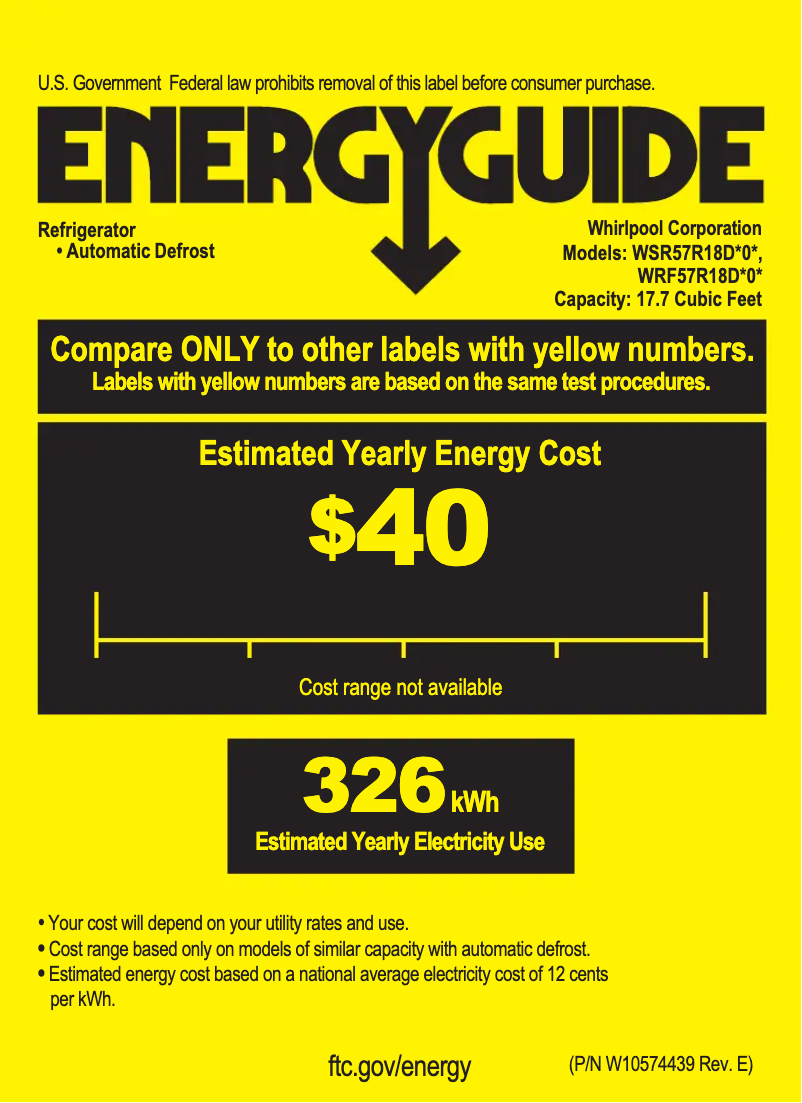 Página 1 del manual Etiqueta energética Whirlpool WSR57R18D