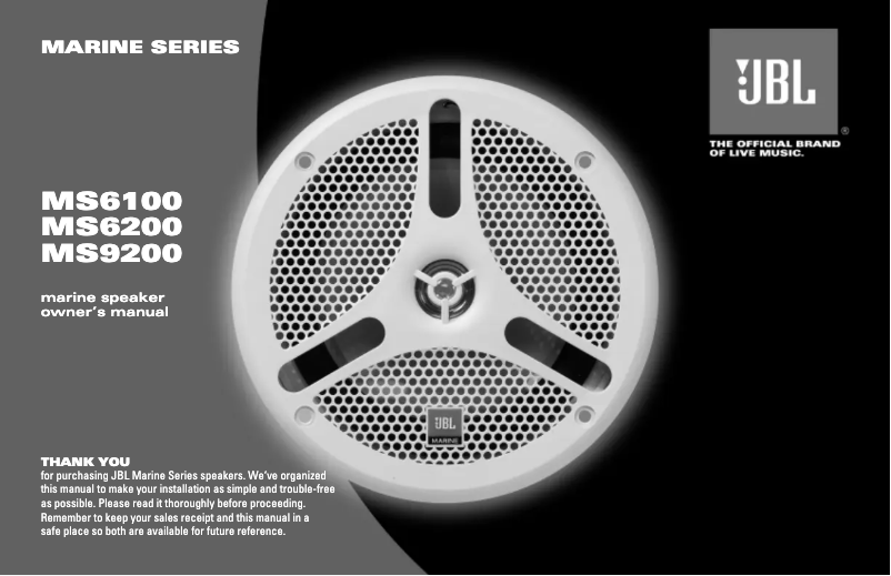 Page 1 de la notice Manuel utilisateur JBL MS6200