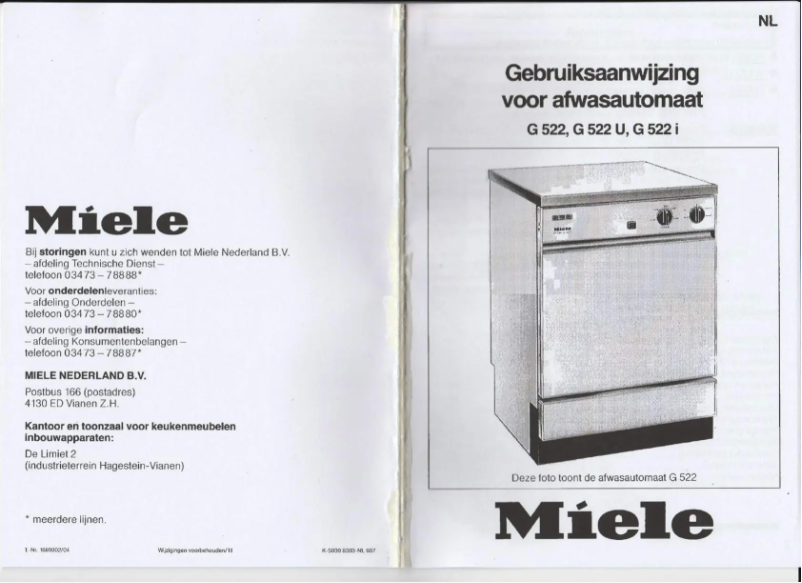 Page n°1 - Manuel utilisateur Miele G 522 I