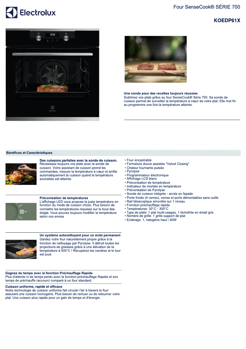 Page n°1 - Fiche technique Electrolux KOEDP61X