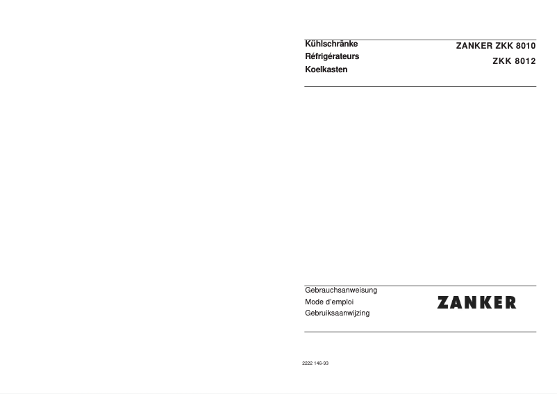Image de la première page du manuel de l'appareil ZKK8012