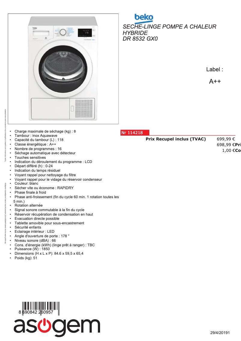 Image de la première page du manuel de l'appareil DR8532GX0