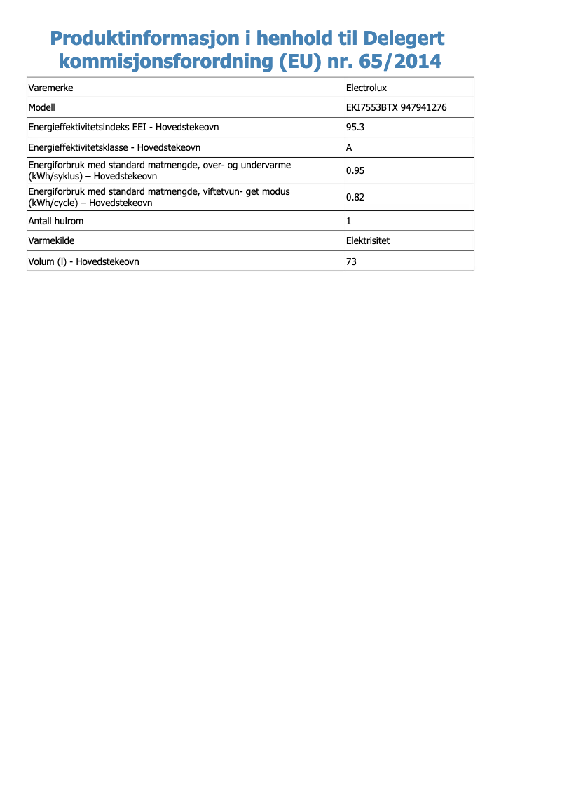 Page n°1 - Fiche technique Electrolux EKI7553BTX