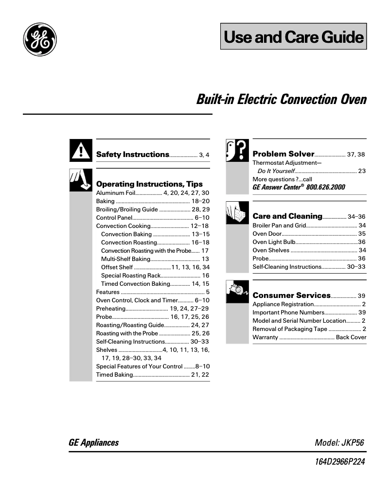 Image de la première page du manuel de l'appareil Profile JKP56BWBB