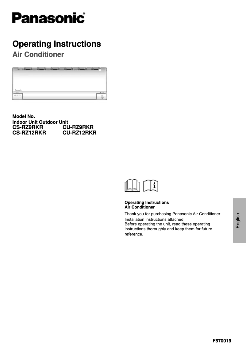 Image de la première page du manuel de l'appareil CU-RZ12RKR