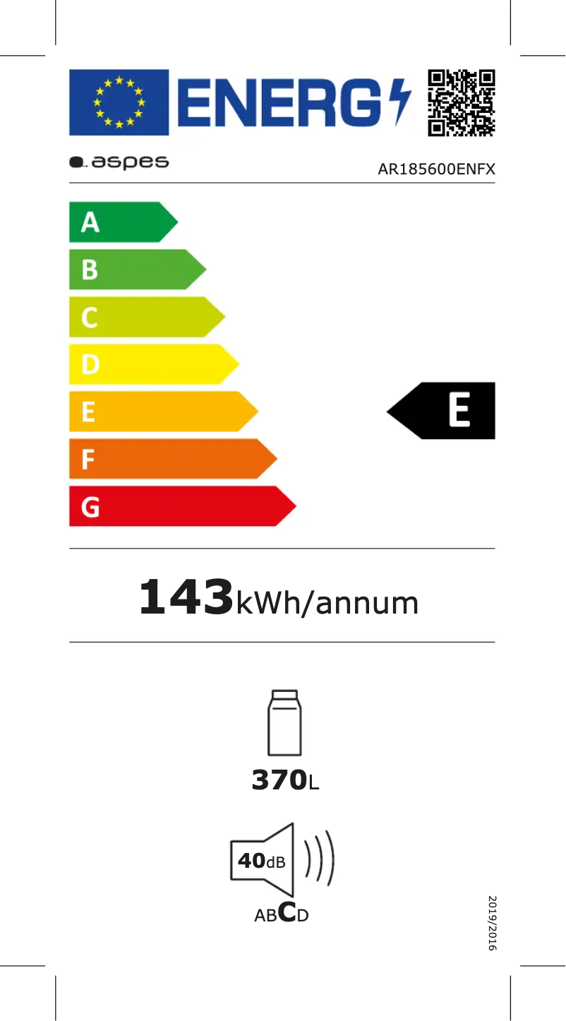 Page 1 de la notice Manuel utilisateur Aspes AR185600ENFX
