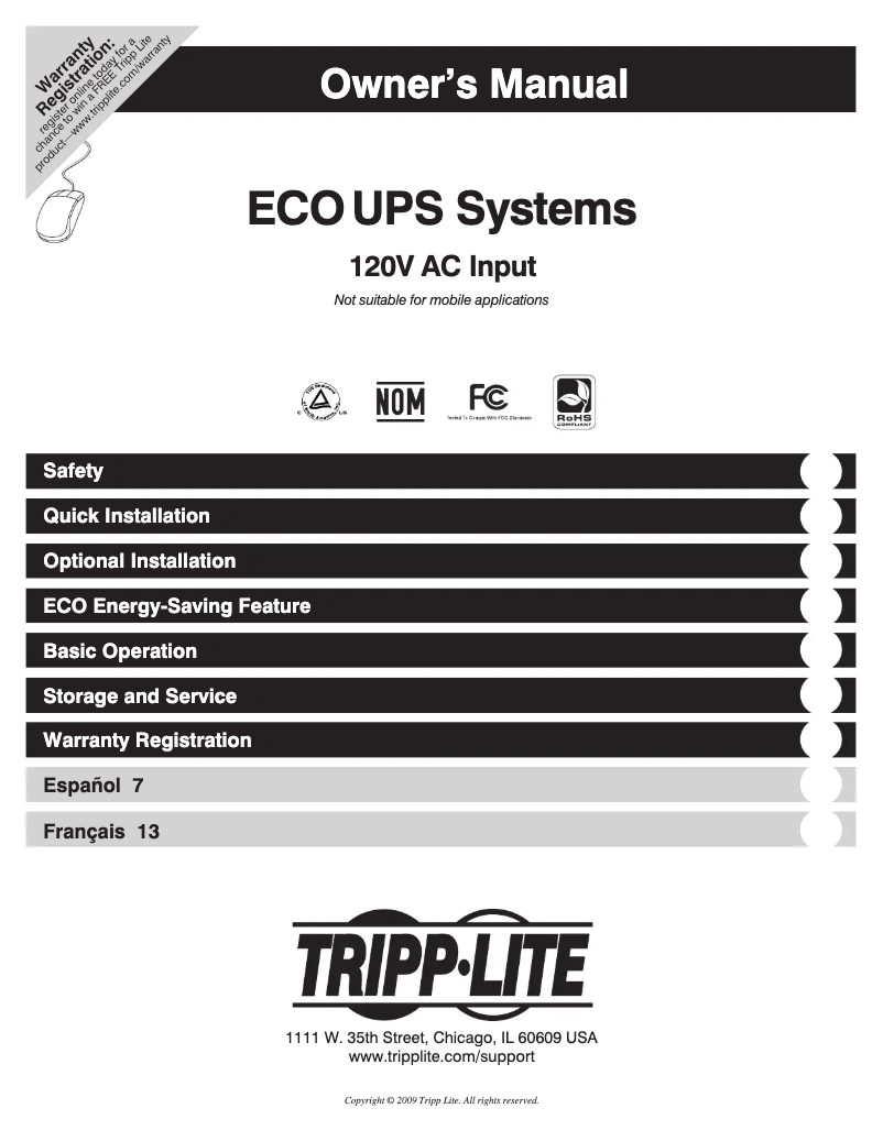 Page n°1 - Manuel utilisateur Tripp Lite Eco 650