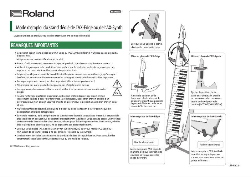 Page 1 de la notice Manuel utilisateur Roland ST-AX2