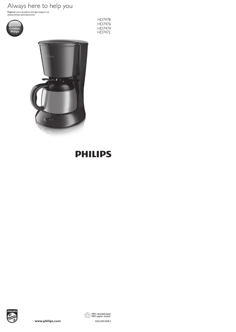 Page 1 de la notice Manuel utilisateur Philips Daily Collection HD7472