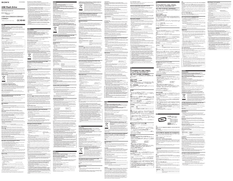 Page 1 de la notice Manuel utilisateur Sony USM8GH