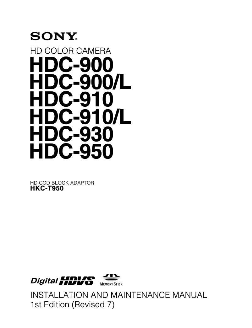 Page 1 de la notice Manuel utilisateur Sony HDC-910
