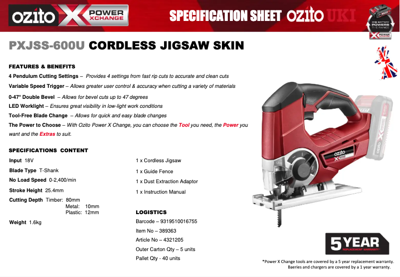 Image de la première page du manuel de l'appareil PXJSS-600U