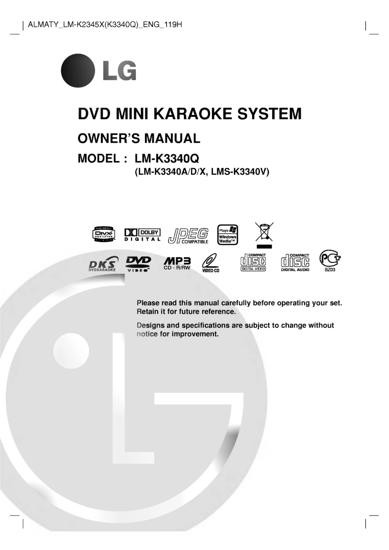 Image de la première page du manuel de l'appareil LM-K3340X