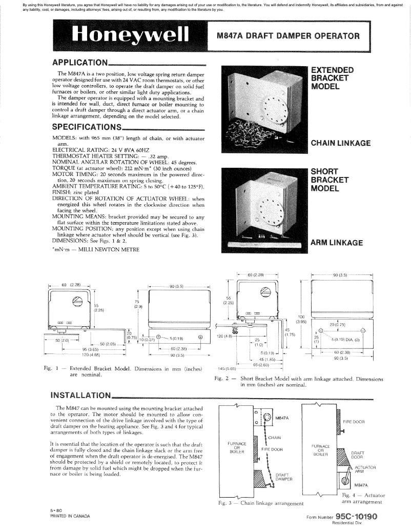 Page 1 de la notice Manuel utilisateur Honeywell M847A1031