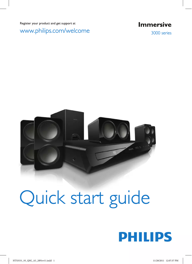 Page n°1 - Guide de démarrage rapide Philips HTS3531