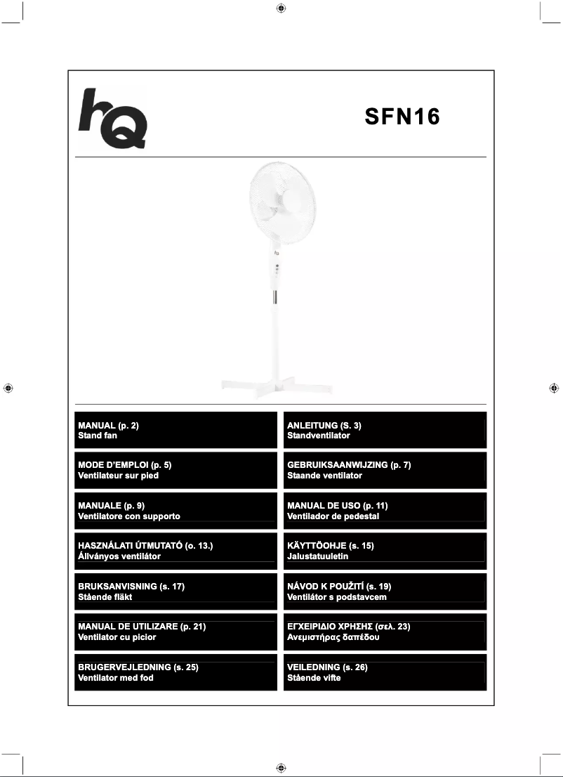 Page 1 of the manual User Manual HQ SFN16