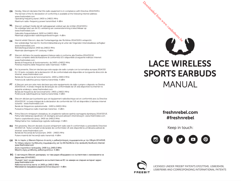 Page 1 de la notice Manuel utilisateur Fresh 'n Rebel Lace Wireless