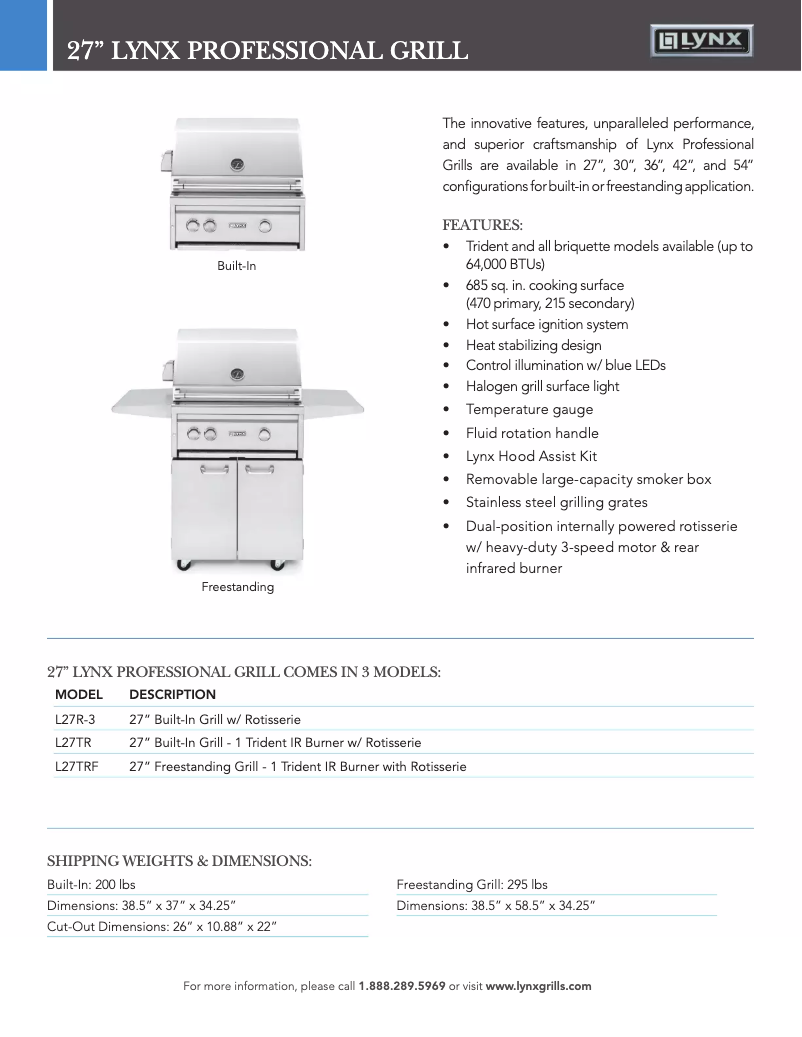 Page n°1 - Fiche technique Lynx Professional L27TR