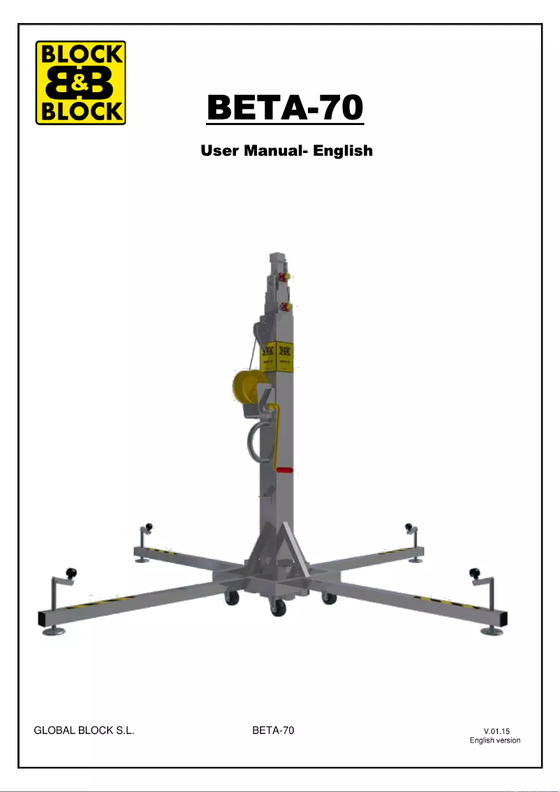 Image de la première page du manuel de l'appareil BETA-70