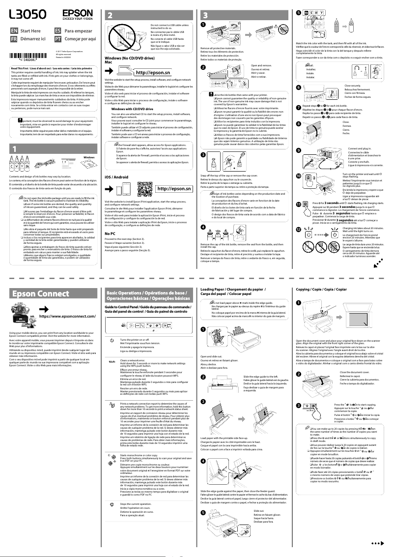 Page n°1 - Guide d'installation Epson EcoTank L3050