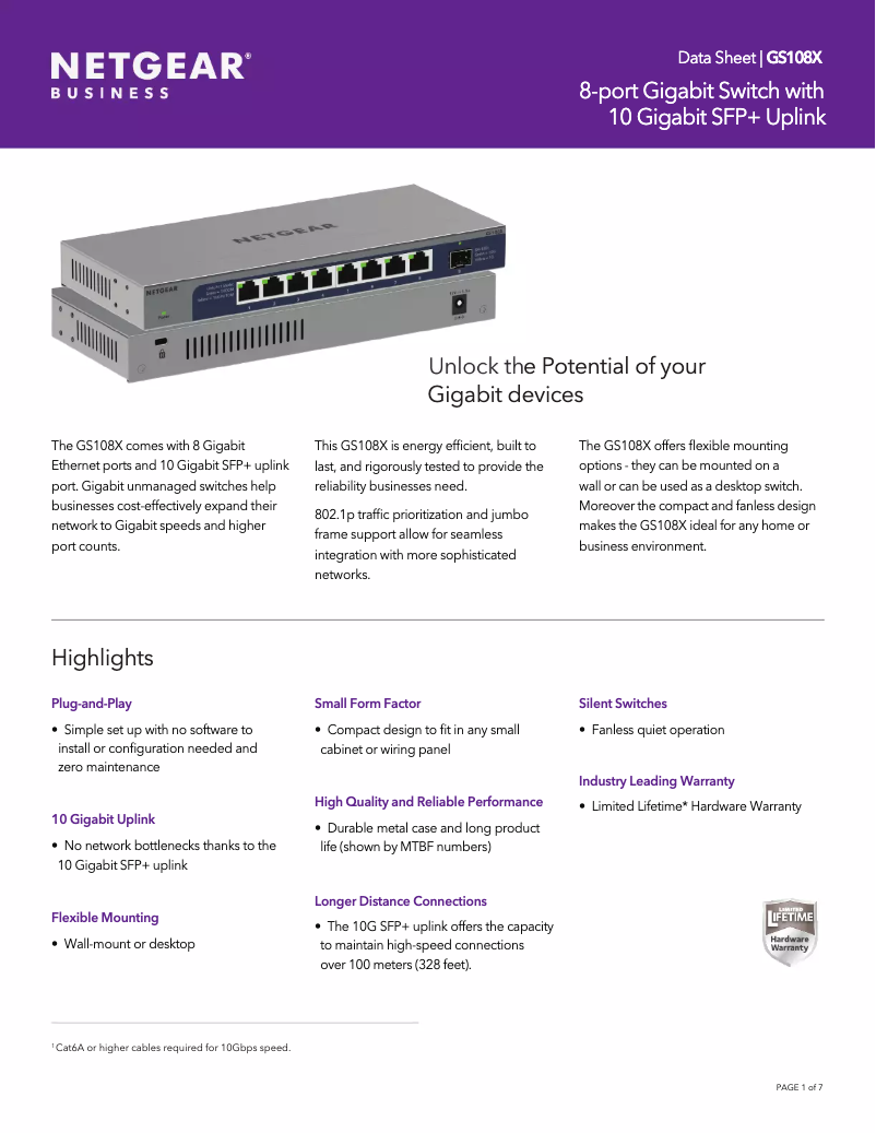 Image de la première page du manuel de l'appareil GS108X