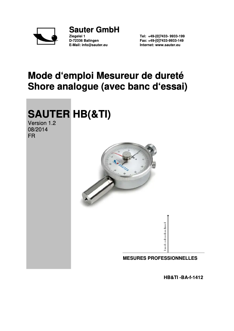 Page 1 de la notice Manuel utilisateur Sauter HBA 100-0