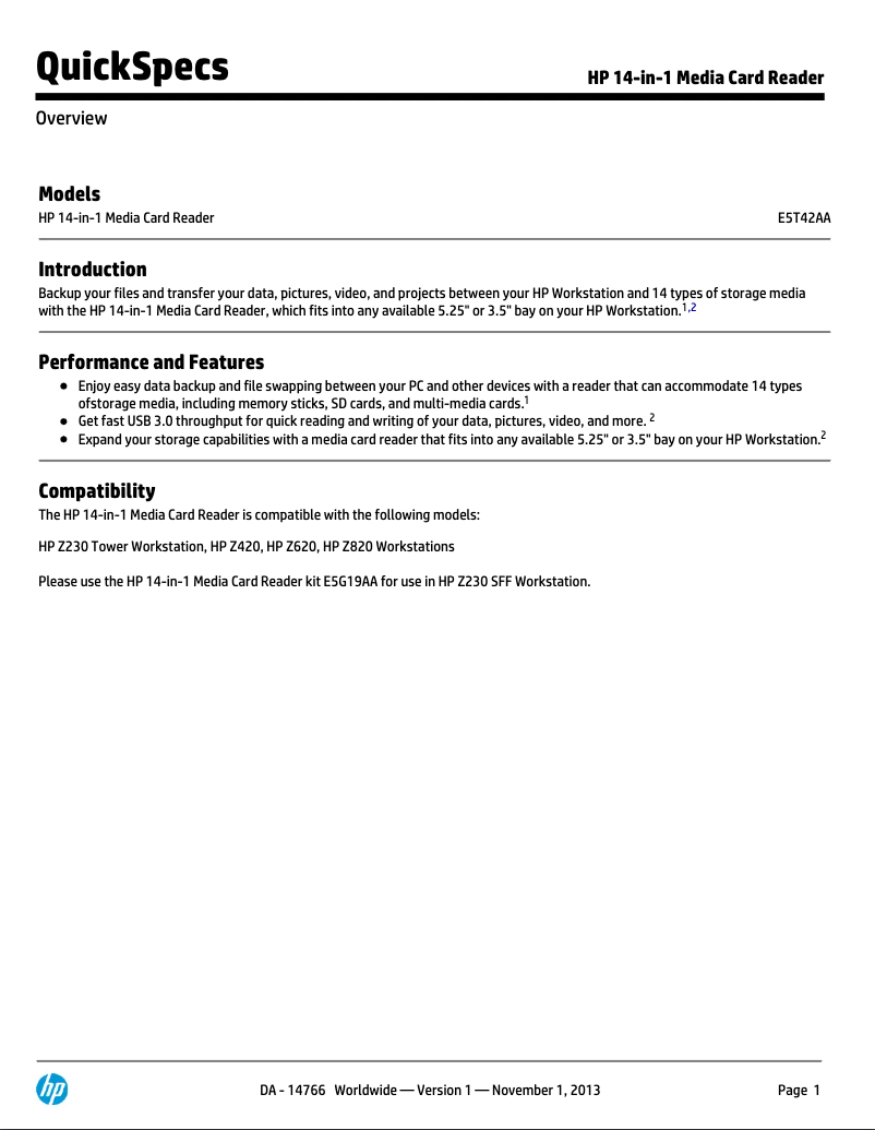 Page n°1 - Manuel utilisateur HP E5T42AA