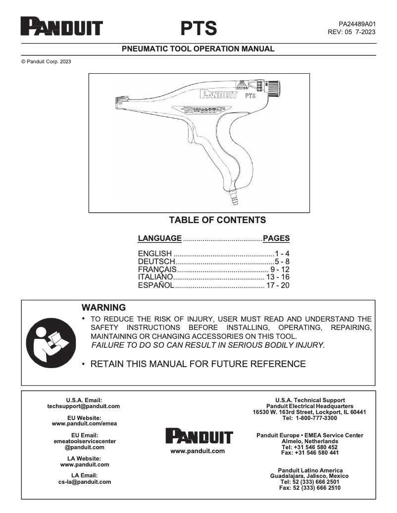 Página 1 del manual Manual de usuario Panduit KPTSTL