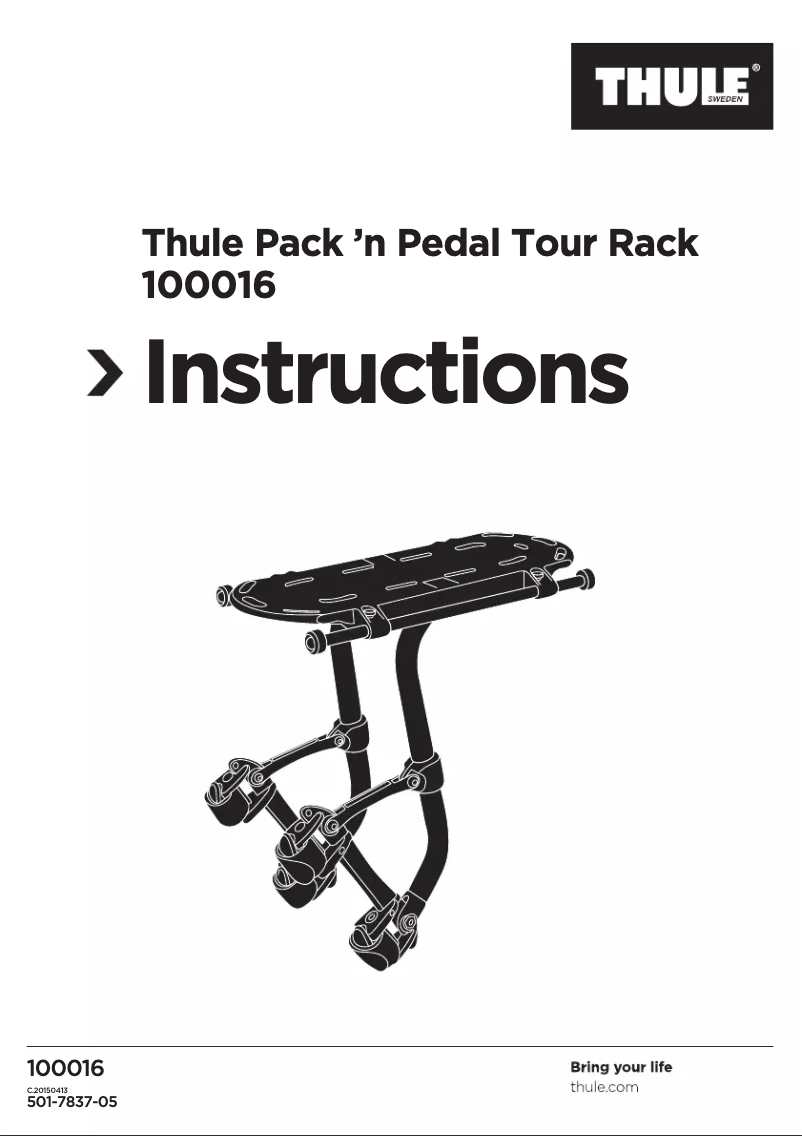 Page 1 de la notice Manuel utilisateur Thule Pack 'n Pedal 100016