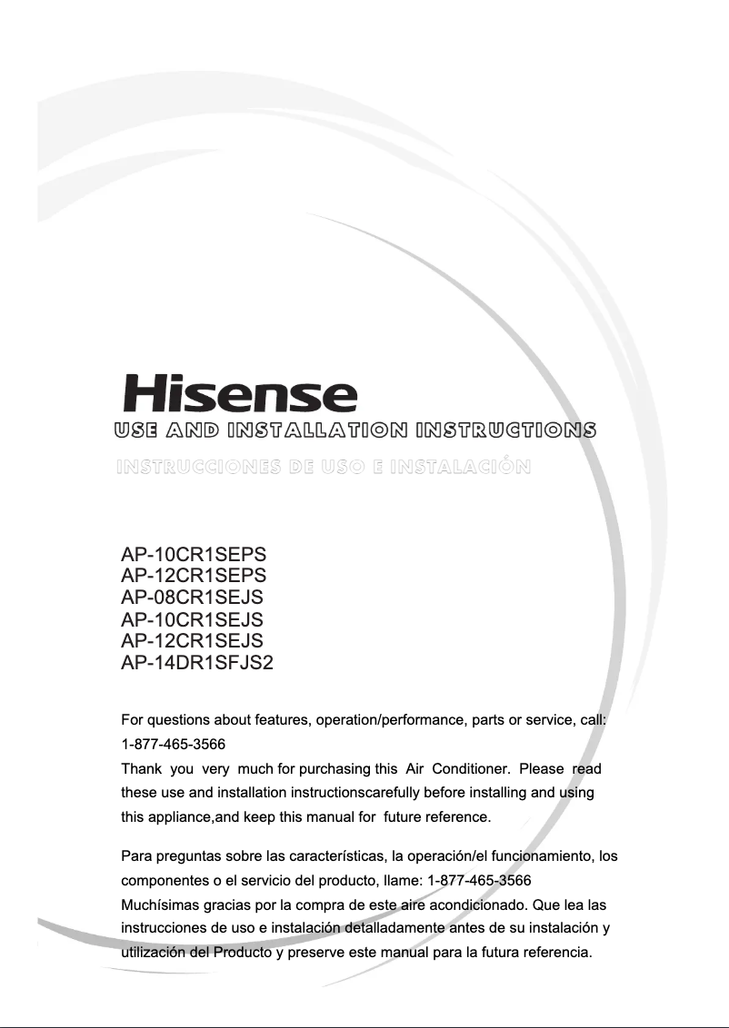 Page n°1 - Manuel utilisateur Hisense AP-10CR1SEJS