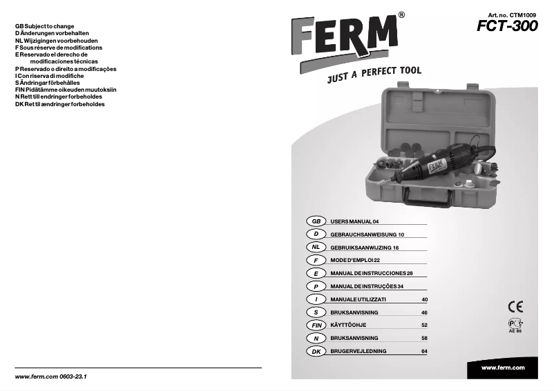 Page n°1 - Manuel utilisateur Ferm FCT-300