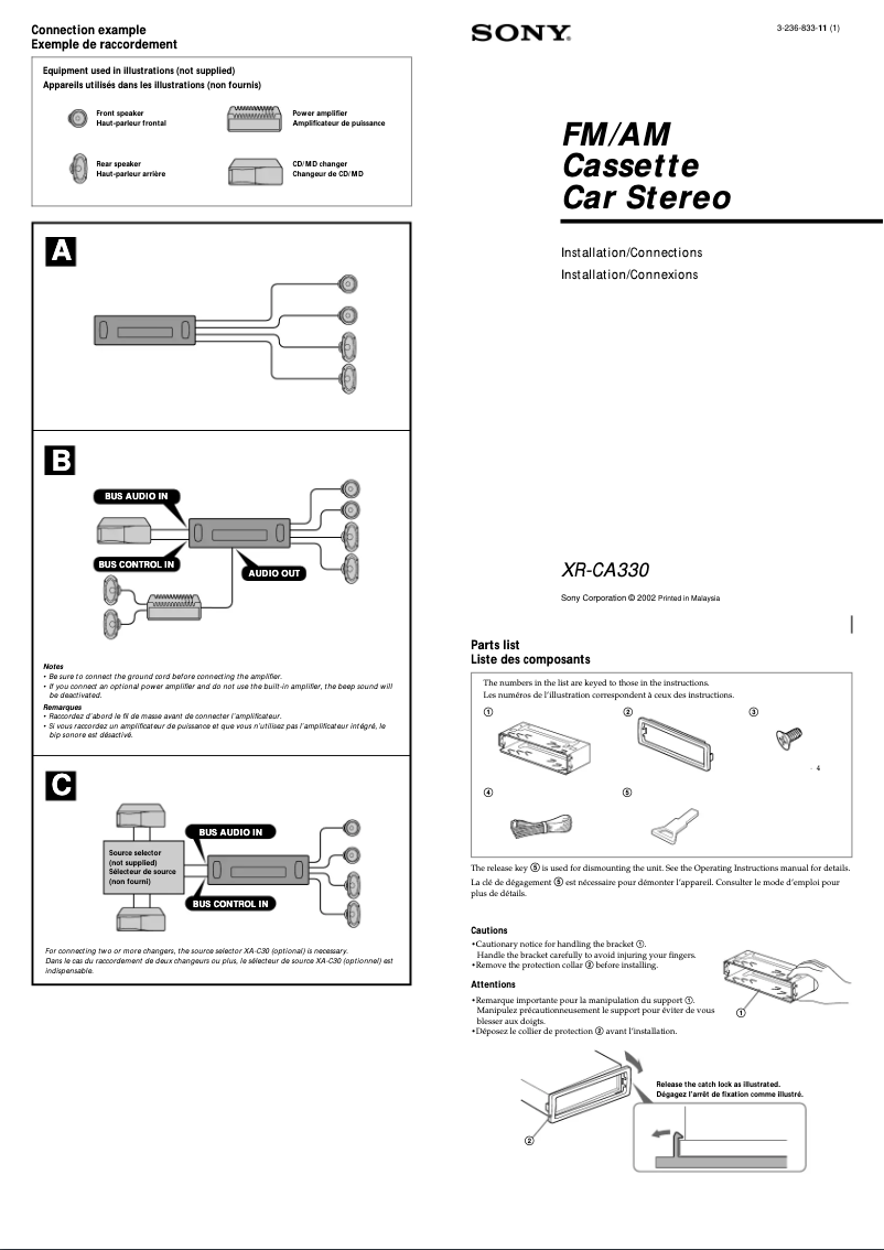 Image de la première page du manuel de l'appareil XR-CA330