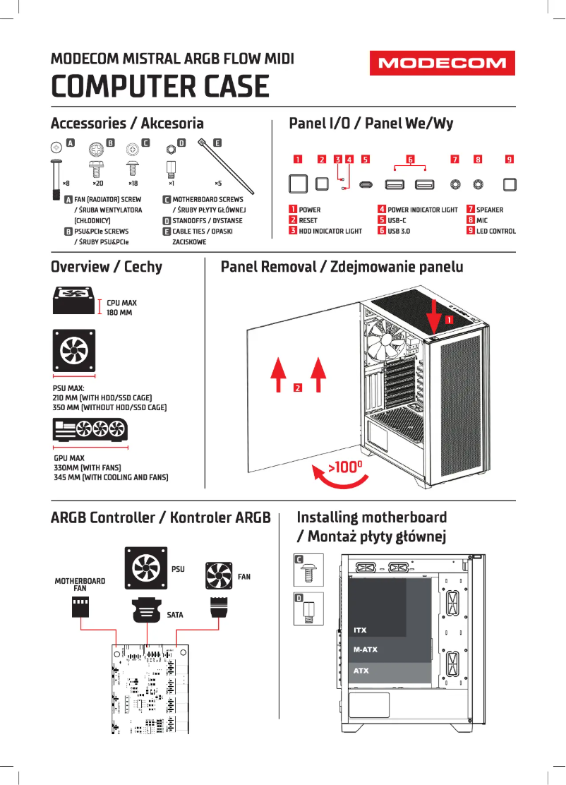 Image de la première page du manuel de l'appareil Mistral ARGB FLOW Midi